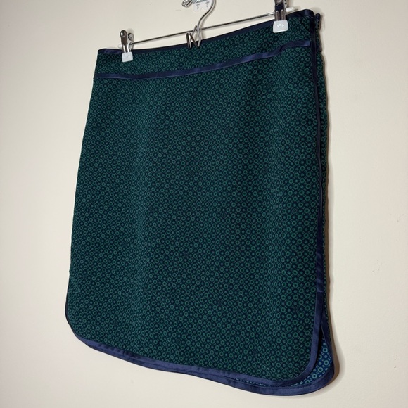 TORY BURCH Ames Careerwear Geometric Green Printed Silk Trim Retro Pencil Skirt - Picture 6 of 12